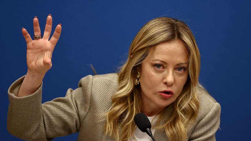 Italy's Prime Minister Giorgia Meloni attends her end-of-year press conference in Rome, Italy, January 9, 2026. REUTERS/Vincenzo Livieri
