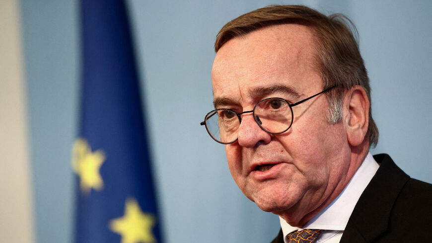 FILE PHOTO: German Defence Minister Boris Pistorius speaks during a joint press conference with European Union High Representative for Foreign Affairs and Security Policy and European Commission Vice-President Kaja Kallas (not pictured) in Berlin, Germany, January 13, 2026. REUTERS/Liesa Johannssen/File Photo