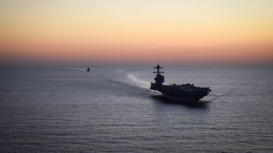 In this handout provided by the US Navy, The USS Gerald R. Ford, and Italian navy offshore Patrol Vessel ITS Paolo Thaon di Revel operate in the Mediterranean Sea, Oct. 2, 2025. 