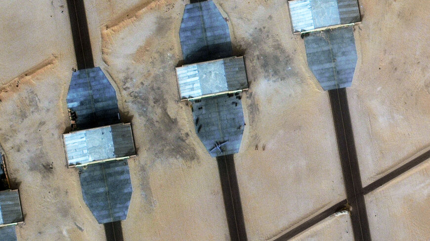 A satellite image shows a Bayraktar Akinci, an unmanned combat aerial vehicle, at an airport in East Oweinat, Egypt, January 9, 2026. ©2026 Vantor/Handout via REUTERS