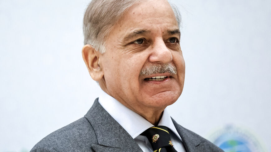 Pakistani Prime Minister Shehbaz Sharif arrives to attend a plenary session of the International Forum dedicated to the International Year of Peace and Trust, the International Day of Neutrality, and the 30th anniversary of Turkmenistan's neutrality status, at the Congress Centre in Ashgabat, Turkmenistan December 12, 2025. Sputnik/Alexander Kazakov/Pool via REUTERS