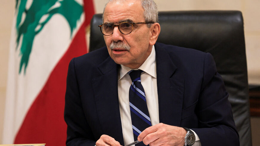 Lebanese Prime Minister Nawaf Salam speaks to journalists at the government headquarters in Beirut, Lebanon, December 3, 2025. REUTERS/Mohamed Azakir/File Photo