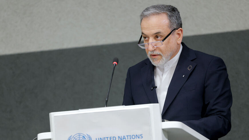 Iran's Foreign Minister Abbas Araghchi delivers a speech during a session of the United Nations Conference on Disarmament, on the sideline of a second round of US-Iranian talks with Washington pushing Tehran to make a deal to limit its nuclear program, in Geneva, on Feb. 17, 2026. 