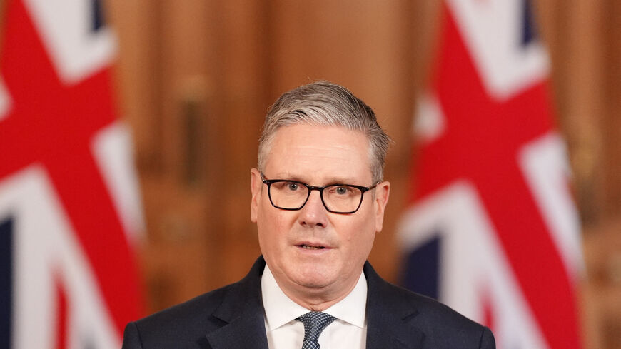 British Prime Minister Keir Starmer issues a statement at 10 Downing Street , after U.S. and Israeli forces attacked Iran in what the two countries described as a "pre-emptive" strike against a Tehran government intent on developing nuclear weapons, in London, Britain, February 28, 2026.    Jonathan Brady/Pool via REUTERS