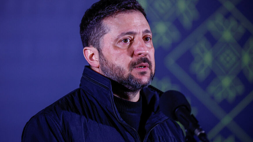 Ukraine’s President Volodymyr Zelenskiy speaks to media after he shared an iftar, meal to break fast at sunset, during the holy month of Ramadan, with Ukrainian Muslim service members, near a mosque in Kyiv, Ukraine March 2, 2026. REUTERS/Alina Smutko