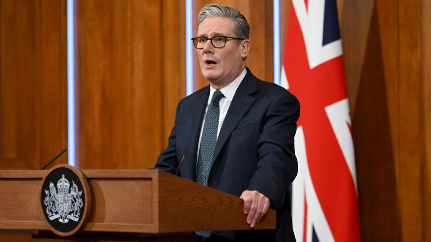 British Prime Minister Keir Starmer gives an update on the situation in the Middle East at Downing Street Briefing Room, in London, Britain, March 05, 2026. Jaimi Joy/Pool via REUTERS