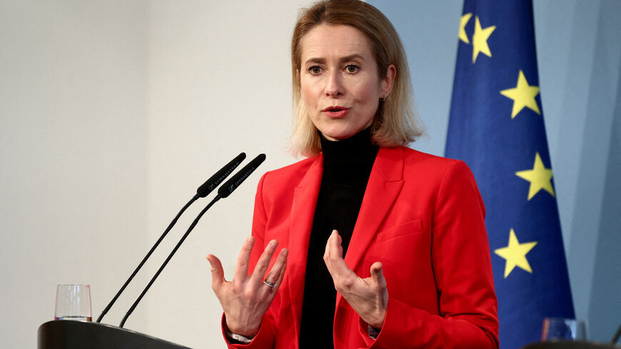 FILE PHOTO: European Union High Representative for Foreign Affairs and Security Policy and European Commission Vice-President Kaja Kallas speaks, during a joint press conference with German Defence Minister Boris Pistorius (not pictured) in Berlin, Germany, January 13, 2026. REUTERS/Liesa Johannssen/File Photo