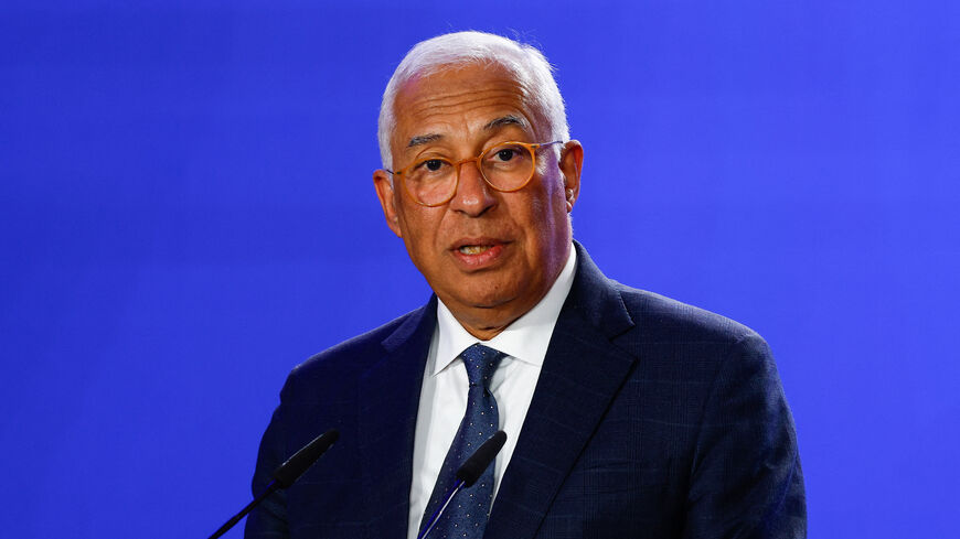 FILE PHOTO: European Council President Antonio Costa speaks during a press conference with Ukraine's President Volodymyr Zelenskiy (not pictured) and European Commission President Ursula von der Leyen (not pictured) on the fourth anniversary of Russia's full-scale invasion of Ukraine, in Kyiv, Ukraine, February 24, 2026. REUTERS/Valentyn Ogirenko/File Photo