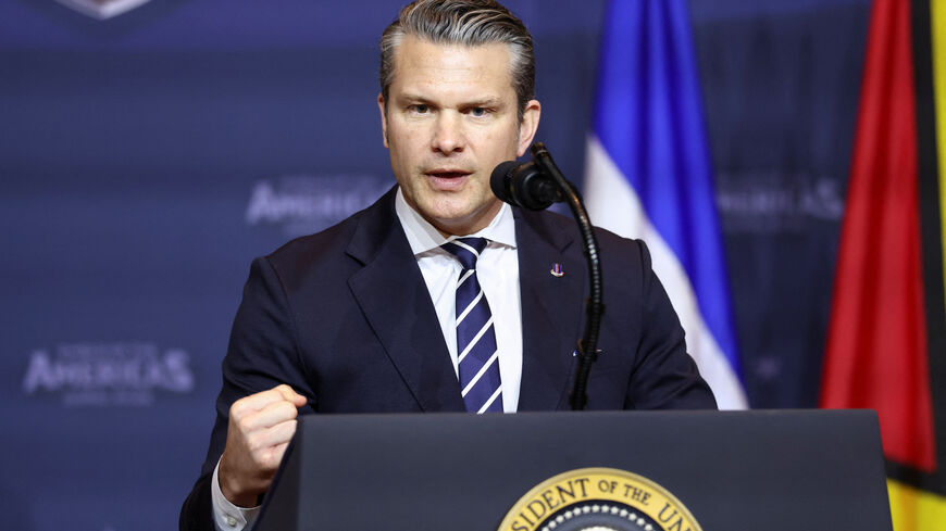 U.S. Secretary of Defense Pete Hegseth speaks at the "Shield of the Americas" Summit in Miami, Florida, U.S., March 7, 2026. REUTERS/Kevin Lamarque