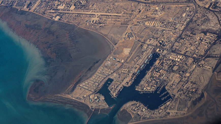 FILE PHOTO: An aerial view of the Iranian shores and Port of Bandar Abbas in the strait of Hormuz, December 10, 2023. REUTERS/Stringer/File Photo