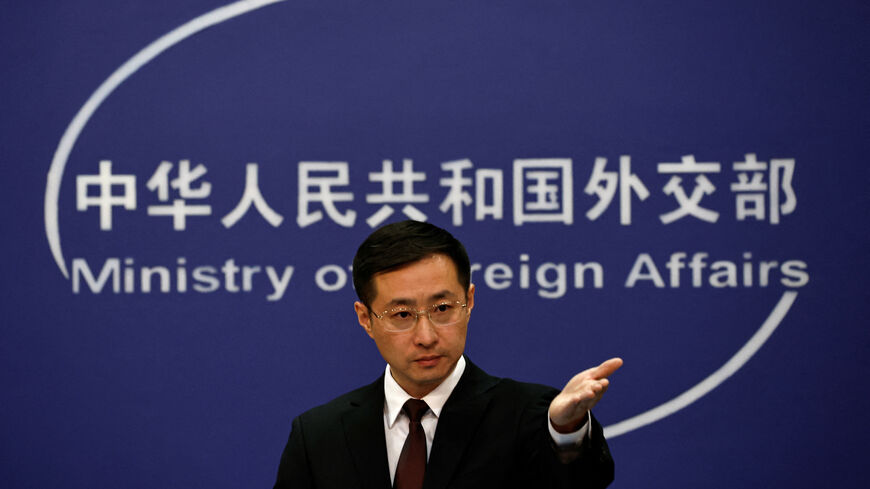 Chinese Foreign Ministry spokesperson Lin Jian gestures during a press conference in Beijing, China March 20, 2024. REUTERS/Tingshu Wang