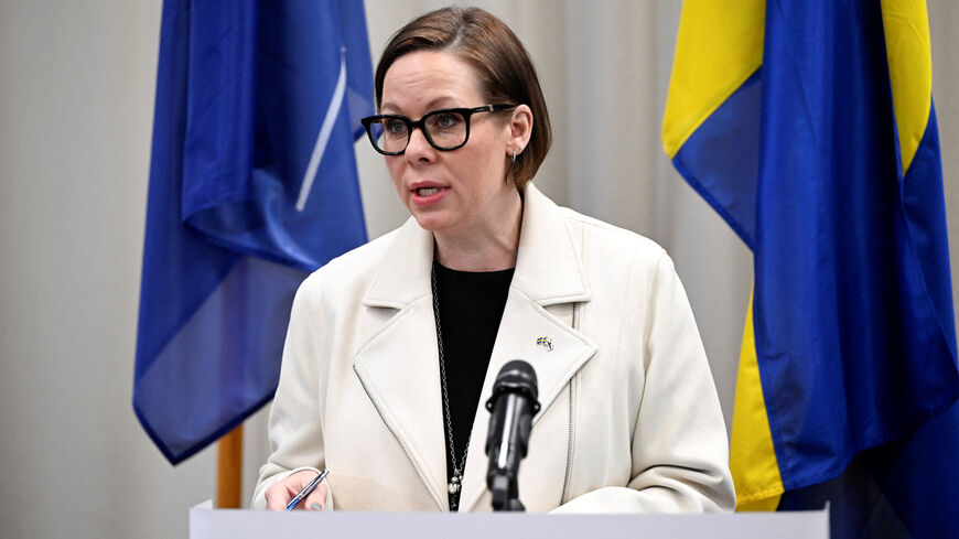 Sweden's Foreign Minister Maria Malmer Stenergard speaks during a press conference at the Hanalys 2026, the annual high-level dialogue between Sweden and Finland on foreign and security policy at the Swedish-Finnish Cultural Centre in Espoo, Finland, February 10, 2026. Antti Aimo-Koivisto/Lehtikuva/via REUTERS