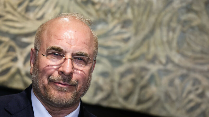 FILE PHOTO: Iranian Parliament Speaker Mohammad Baqer Qalibaf looks on after a press conference with Lebanese Parliament Speaker Nabih Berri, in Beirut, Lebanon, October 12, 2024. REUTERS/Amr Abdallah Dalsh/File Photo