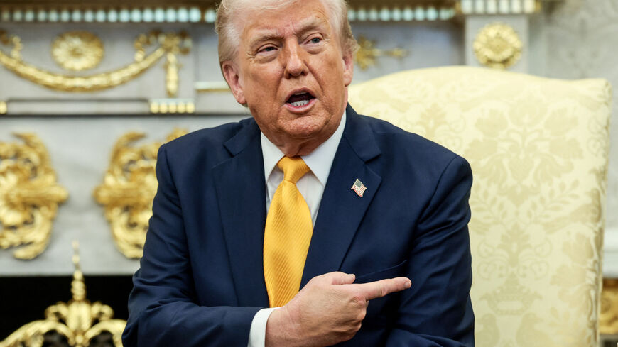 U.S. President Donald Trump speaks during a meeting with Japanese Prime Minister Sanae Takaichi (not pictured) in the Oval Office at the White House in Washington, D.C., U.S., March 19, 2026. REUTERS/Evelyn Hockstein