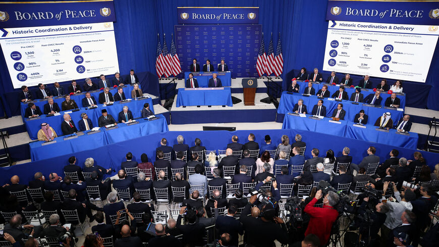U.S. President Donald Trump, Vice President JD Vance, Secretary of State Marco Rubio, Donald Trump's son-in-law Jared Kushner and U.S. Special Envoy Steve Witkoff attend the inaugural Board of Peace meeting at the U.S. Institute of Peace in Washington, D.C., U.S., February 19, 2026. REUTERS/Kevin Lamarque