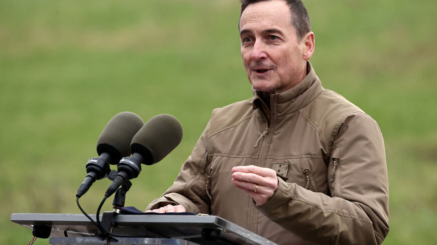General Chief of Staff of the French armed Forces Fabien Mandon delivers a speech during a military training at the Montoir-de-Bretagne Airport near Saint-Nazaire as part of ORION 26, a joint and combined high-intensity warfare exercise, France, February 19, 2026. REUTERS/Stephane Mahe