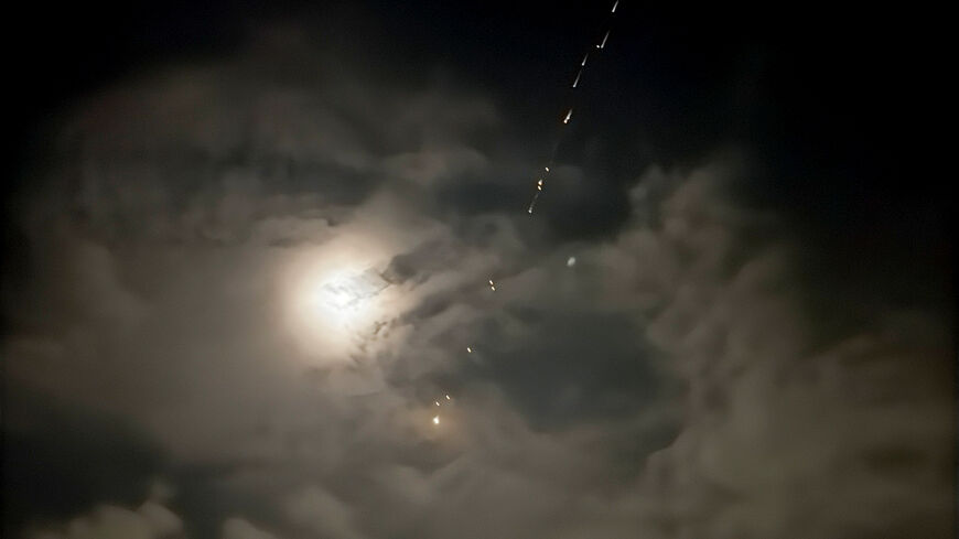 An Iranian missile flies towards Israel, amid the U.S.-Israeli conflict with Iran, as seen from Ramallah, in the Israeli-occupied West Bank, March 27, 2026.Picture taken using a mobile phone.REUTERS/Ali Sawafta