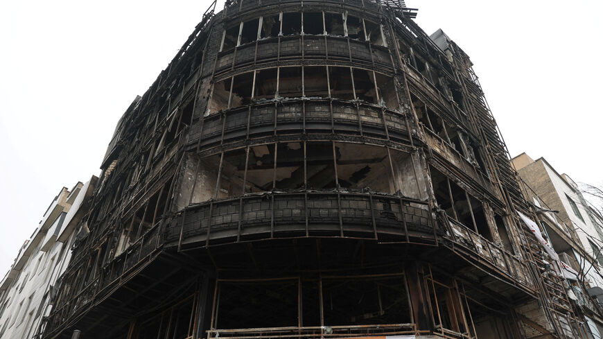 FILE PHOTO: The state bank building burned during Iran's protests, on a street in Tehran, Iran, January 19, 2026. Majid Asgaripour/WANA (West Asia News Agency) via REUTERS/File Photo