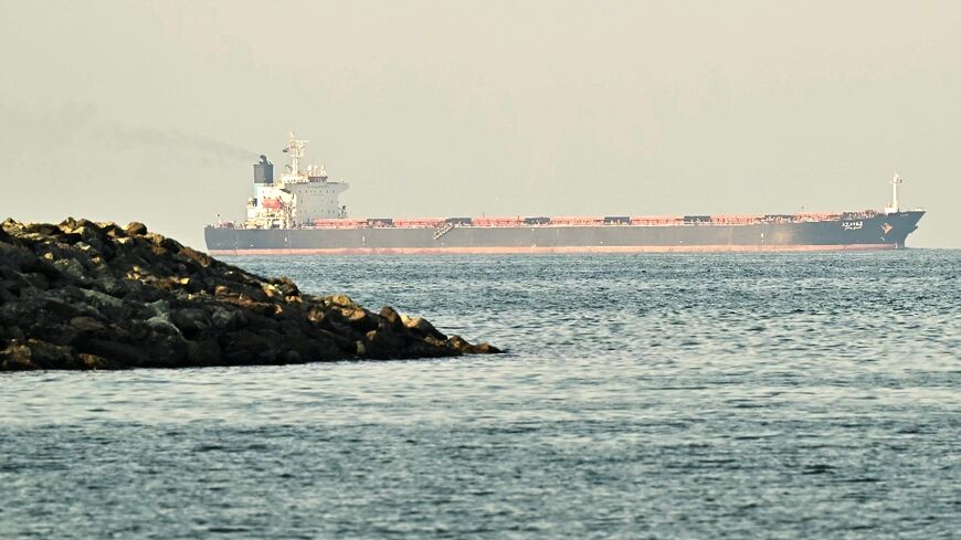 A tanker in the Strait of Hormuz, a key shipping lane for oil
