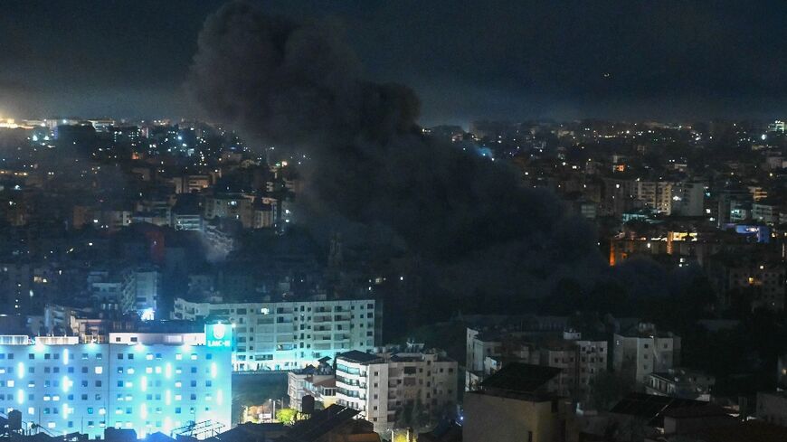 Smoke rises from the site of an Israeli airstrike that targeted Beirut's southern Al-Jamous neighbourhood