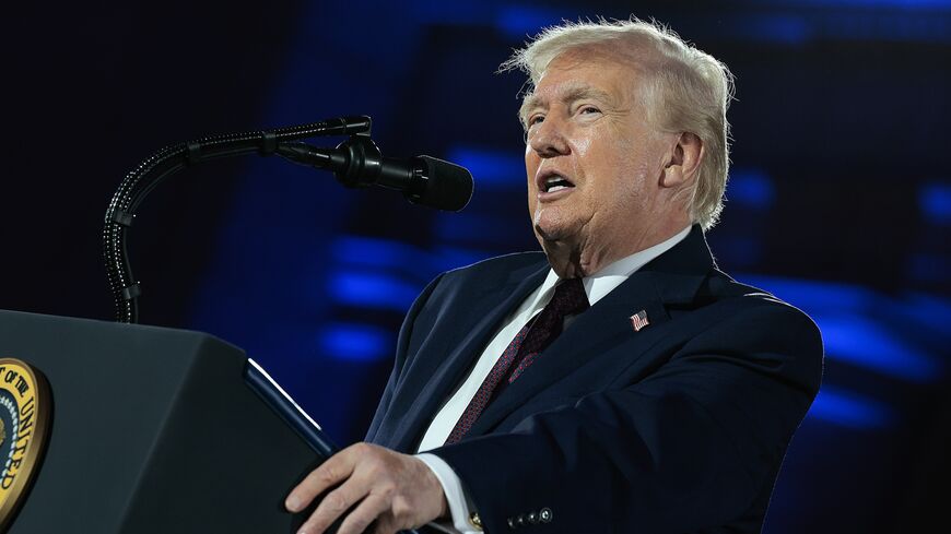 US President Donald Trump attends the National Republican Congressional Committee's annual fundraising dinner at Union Station on March 25, 2026, in Washington, DC.