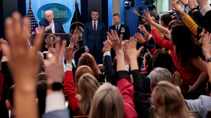President Donald Trump takes questions as he speaks during a press conference in the James S. Brady Press Briefing Room at the White House.  REUTERS/Evan Vucci