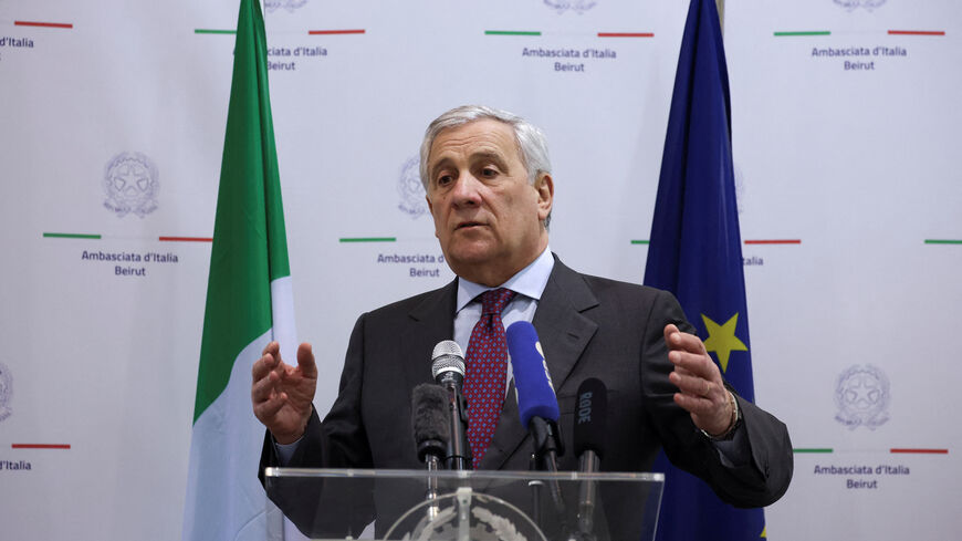 Italian Foreign Minister Antonio Tajani speaks during a press conference in the building of the Italian embassy, in Baabda, Lebanon, January 10, 2025. REUTERS/Mohamed Azakir