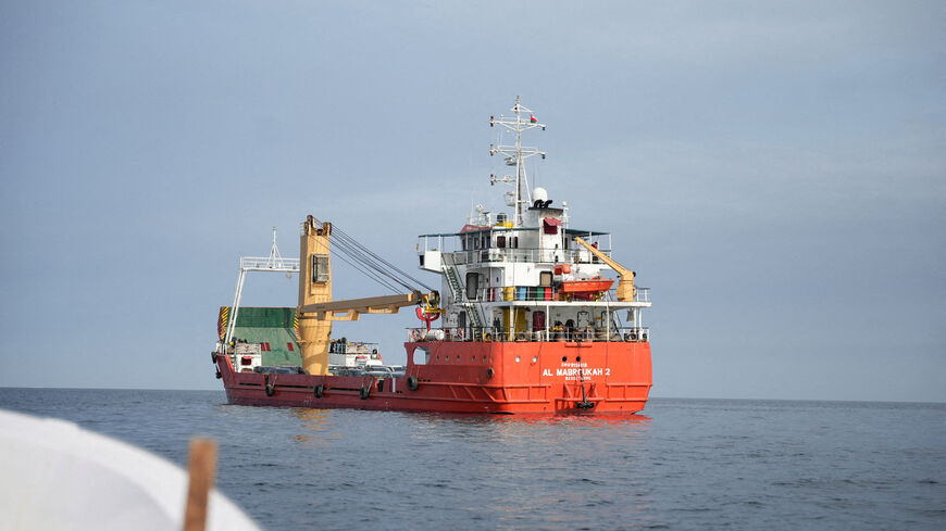 FILE PHOTO: A vessel at the Strait of Hormuz, off the coast of Oman’s Musandam province, April 12, 2026. REUTERS/File Photo