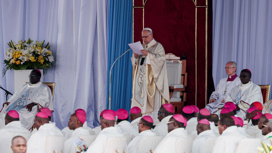 Pope Leo XIV holds a holy Mass at Yaounde-Ville Airport in Yaounde, Cameroon, April 18, 2026. REUTERS/Luc Gnago
