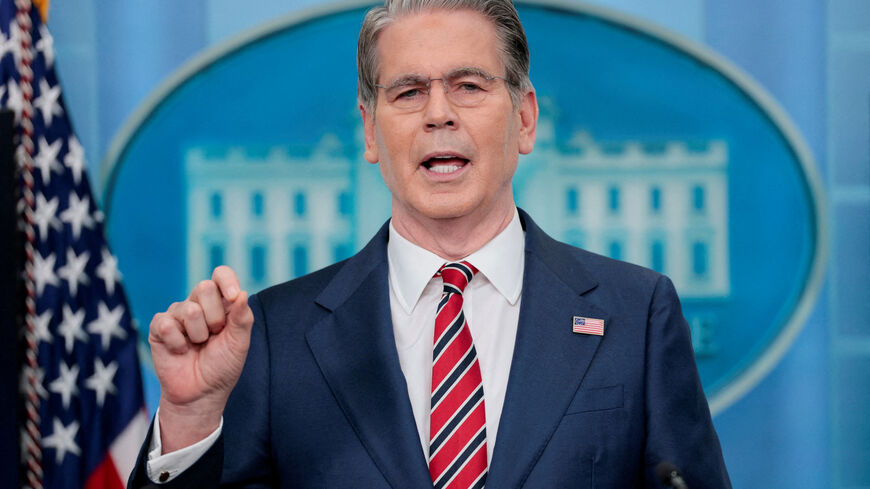 FILE PHOTO: U.S. Treasury Secretary Scott Bessent speaks during a press briefing in the James S. Brady Press Briefing Room at the White House in Washington, D.C., U.S., April 15, 2026. REUTERS/Evan Vucci/File Photo