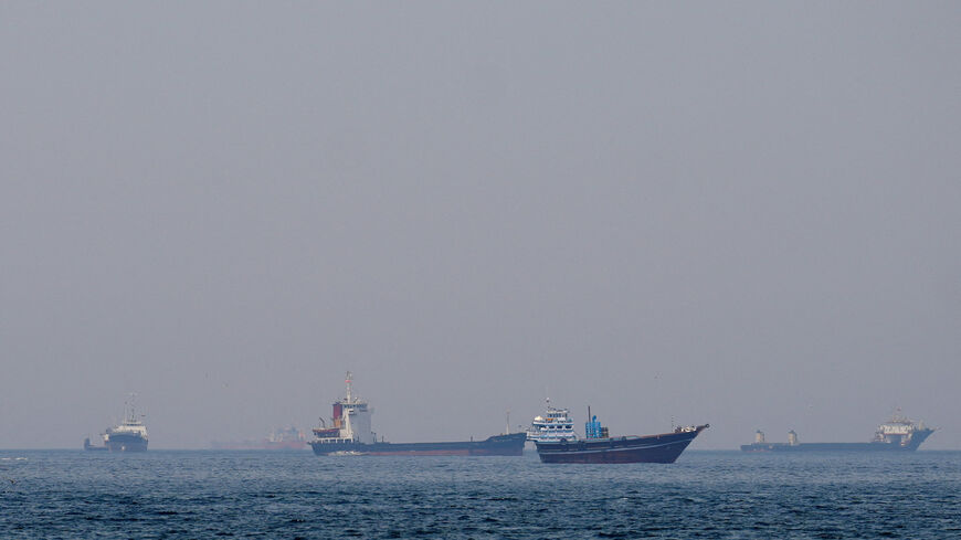 FILE PHOTO: Ships and boats in the Strait of Hormuz off the coast of Musandam, Oman, April 20, 2026. REUTERS/File Photo
