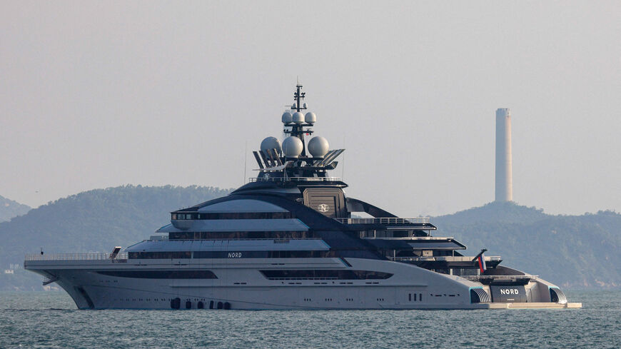 FILE PHOTO: The 465-foot superyacht "Nord", linked to the sanctioned Russian oligarch Alexey Mordashov is seen docked, in Hong Kong, China October 7, 2022. REUTERS/Tyrone Siu/File Photo