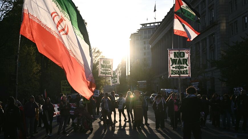 Lawmakers have echoed some of the concerns voiced by anti-war activists like these protesters pictured in Washington on April 8, 2026 