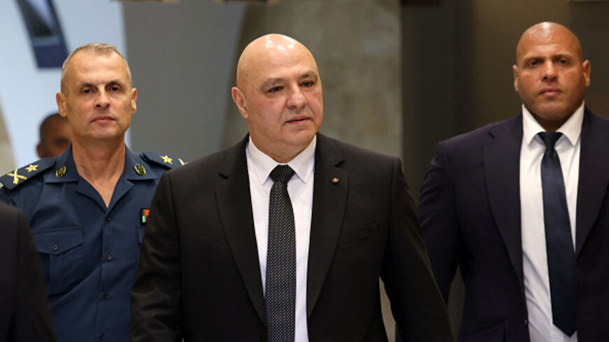 Lebanese President Joseph Aoun (C) arrives to attend a cabinet session to discuss an army plan to disarm the Shiite Muslim group Hezbollah, at the Presidential Palace in Baabda, on September 5, 2025. In August, under heavy US pressure and fearing Israel would intensify its strikes, Lebanon's government ordered the army to draw up a plan for disarming Hezbollah by the end of the year. (Photo by ANWAR AMRO / AFP) (Photo by ANWAR AMRO/AFP via Getty Images)