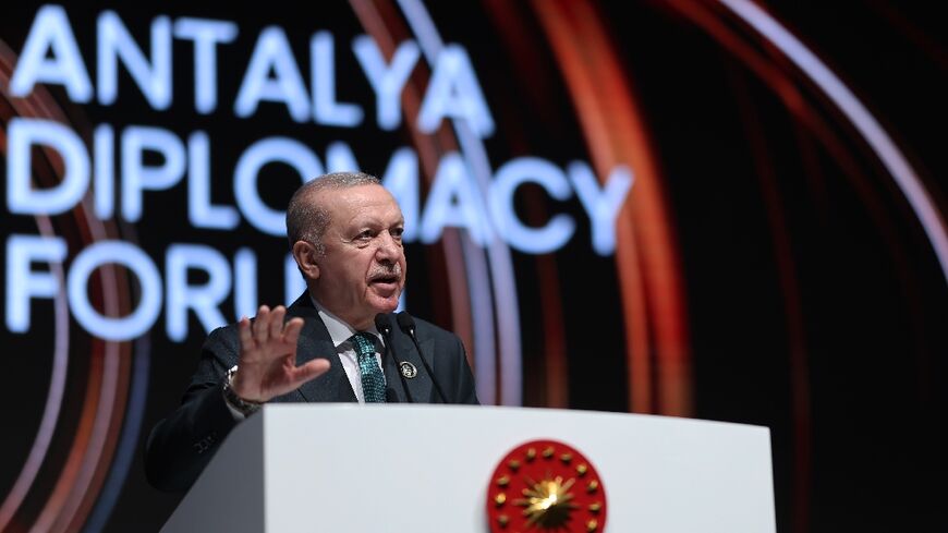 President Recep Tayyip Erdogan opens an annual diplomatic forum in southern Antalya province 