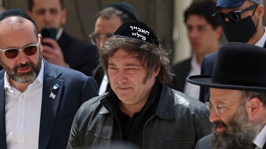 Argentine President Javier Milei visited the Western Wall in the old city of Jerusalem, his third such visit to the holy site 