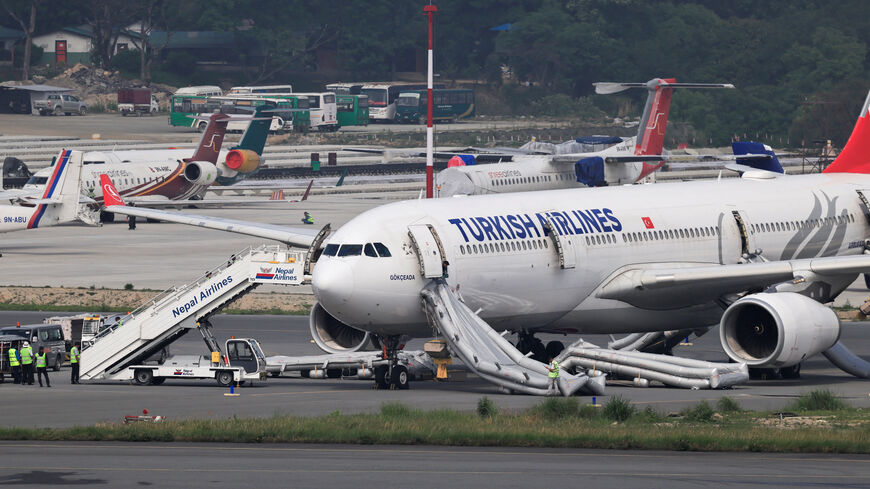 An airbus belonging to Turkish Airlines is parked at Tribhuvan International Airport after a minor fire broke out while landing in Kathmandu, Nepal May 11, 2026. REUTERS/Navesh Chitrakar