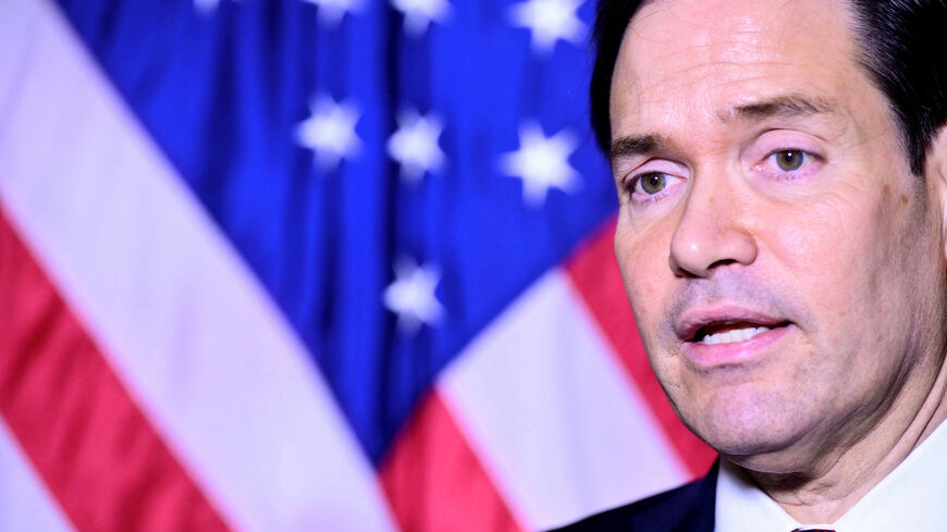 U.S. Secretary of State Marco Rubio speaks to the press at the US Embassy in Rome, Italy on May 8, 2026.     STEFANO RELLANDINI/Pool via REUTERS