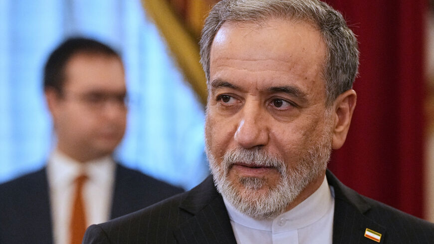 Iranian Foreign Minister Abbas Araqchi attends a meeting with Russian President Vladimir Putin at the Boris Yeltsin Presidential Library in Saint Petersburg, Russia April 27, 2026. Dmitri Lovetsky/Pool via REUTERS