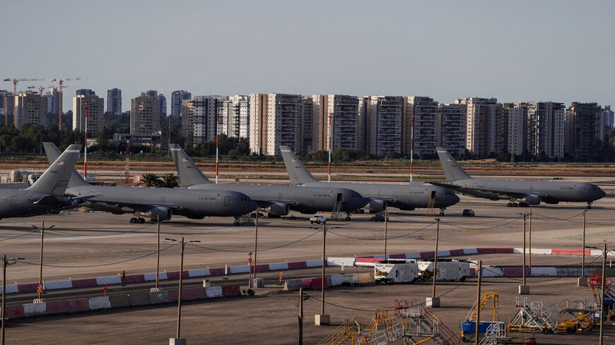 FILE PHOTO: U.S. Air Force tanker aircraft are lined up at Ben Gurion International Airport in Lod, near Tel Aviv, Israel, May 19, 2026. REUTERS/ Dedi Hayun /File Photo