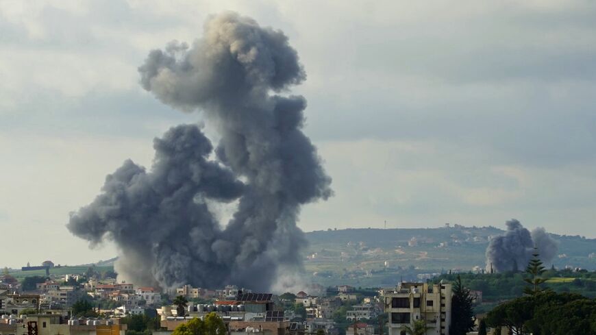 Smoke rises from the site of Israeli airstrikes that targeted the southern Lebanese village of Habbouch on May 1, 2026