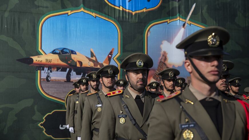 Soldiers from Iran's land, navy, air force and special forces parade on the occasion of National Army Day in Tehran, capital of Iran on April 18, 2025, in Tehran, Iran. 