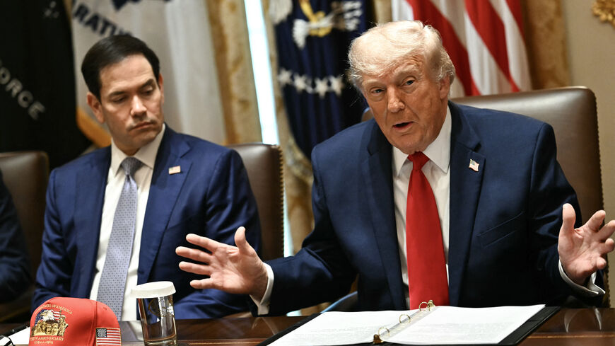 US President Donald Trump speaks alongside Secretary of state Marco Rubio during a cabinet meeting in the Cabinet Room of the White House in Washington, DC, on May 27, 2026. 