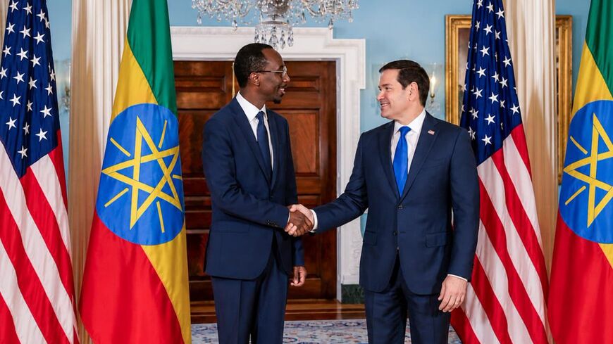 Foreign Minister Gedion Timothewos Hessebon meets with Marco Rubio in Washington on May 11, 2026. 