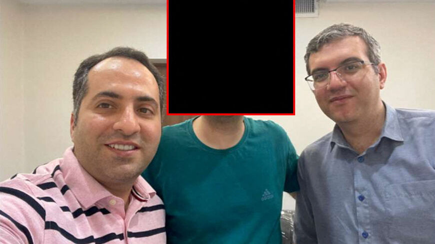 Mahdi Sadeghi, a dual U.S.-Iranian national, appears in an 2024 photo that federal prosecutors in Boston, Massachusetts, U.S., obtained from his phone and included in a court filing on January 13, 2025 that depicts Sadeghi with two other individuals, including Mohammad Abedini. U.S. Department of Justice/Handout via REUTERS.