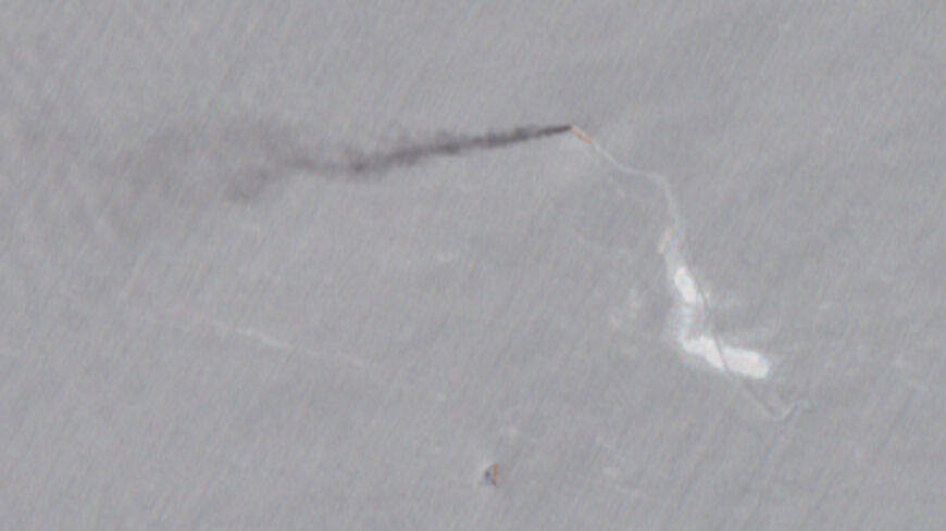 A satellite image shows the Indian-crewed tanker Jalveer, which, according to U.S. Central Command, was hit by two missiles fired by a U.S. aircraft, in the Gulf of Oman, June 11, 2026.  European Union/Copernicus Sentinel-2/Handout via REUTERS