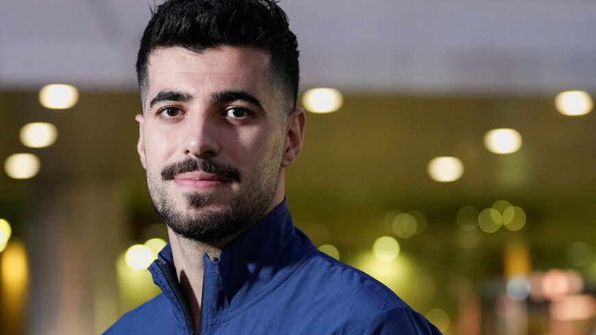 Iran player Saeid Ezzatollahi poses for a photo during an interview with Reuters after 15 Iranian soccer federation members denied visas to travel to the U.S. for the World Cup games, at a hotel in Tijuana, Mexico, June 11, 2026. REUTERS/Aimee Melo