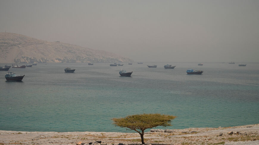 Vessels are anchored in the Strait of Hormuz, as seen from Musandam, Oman, June 11, 2026. REUTERS/Stringer