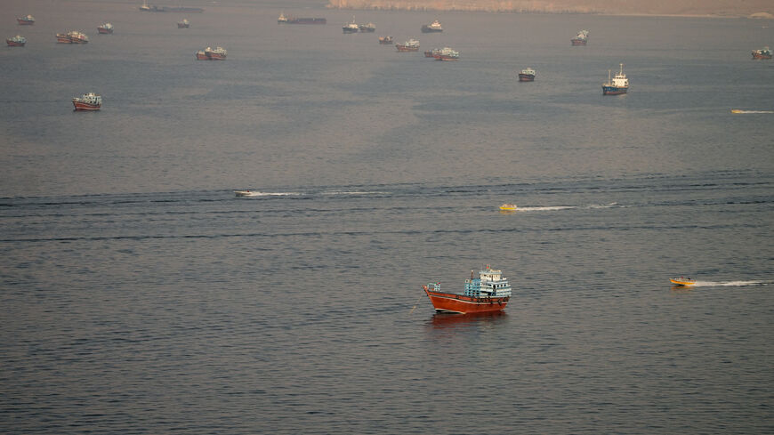 Vessels at the Strait of Hormuz, as seen from Musandam, Oman, June 14, 2026. REUTERS/Stringer