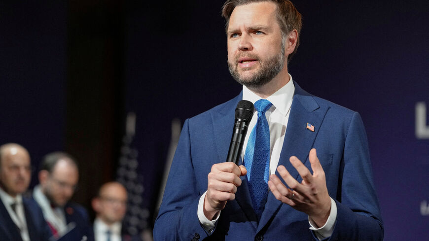 U.S. Vice President JD Vance makes an opening statement at the start of a quadrilateral meeting between the U.S., Iran, Pakistan, and Qatar at the Lake Lucerne Summit, aimed at advancing a deal to end the Middle East conflict, at Buergenstock Resort Lake Lucerne, near Stansstad, Switzerland, June 21, 2026. REUTERS/Nathan Howard/Pool